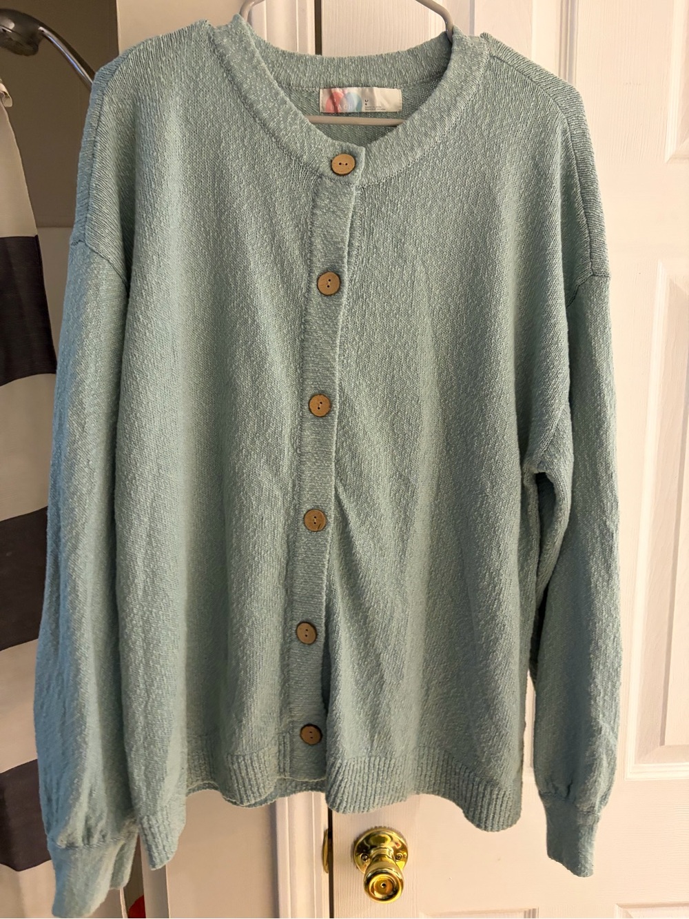 FP Beach Women's Seafoam Green Button-Front Hailee Cardigan Sweater Large